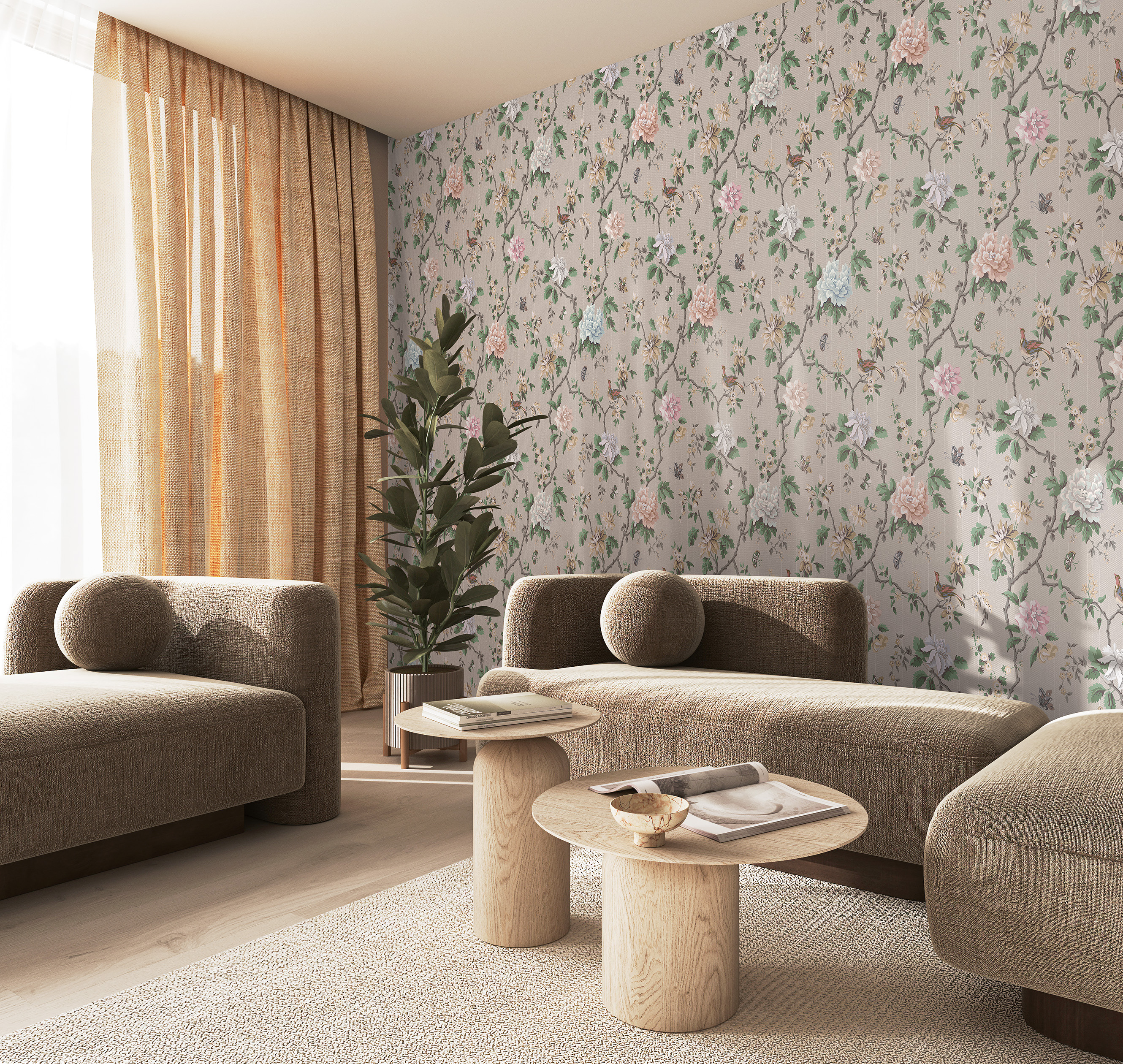 Панно Loymina Шелковый путь Шинуазри: Императорский сад SLK1 002/3 3×3 фото в интерьере